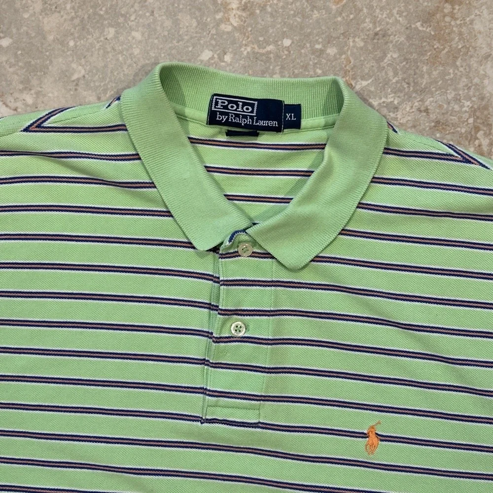 Polo by Ralph Lauren Polo Men's XL Green Stripe Short Sleeve Shirt Cotton Preppy